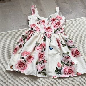 Floral Pink and White Kids Dress